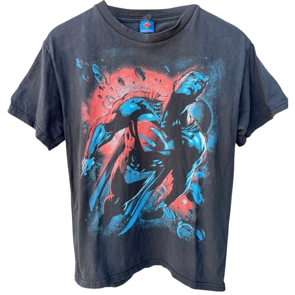 Superman Graphic T Shirt Mens Small Black DC Comics Superhero Tee